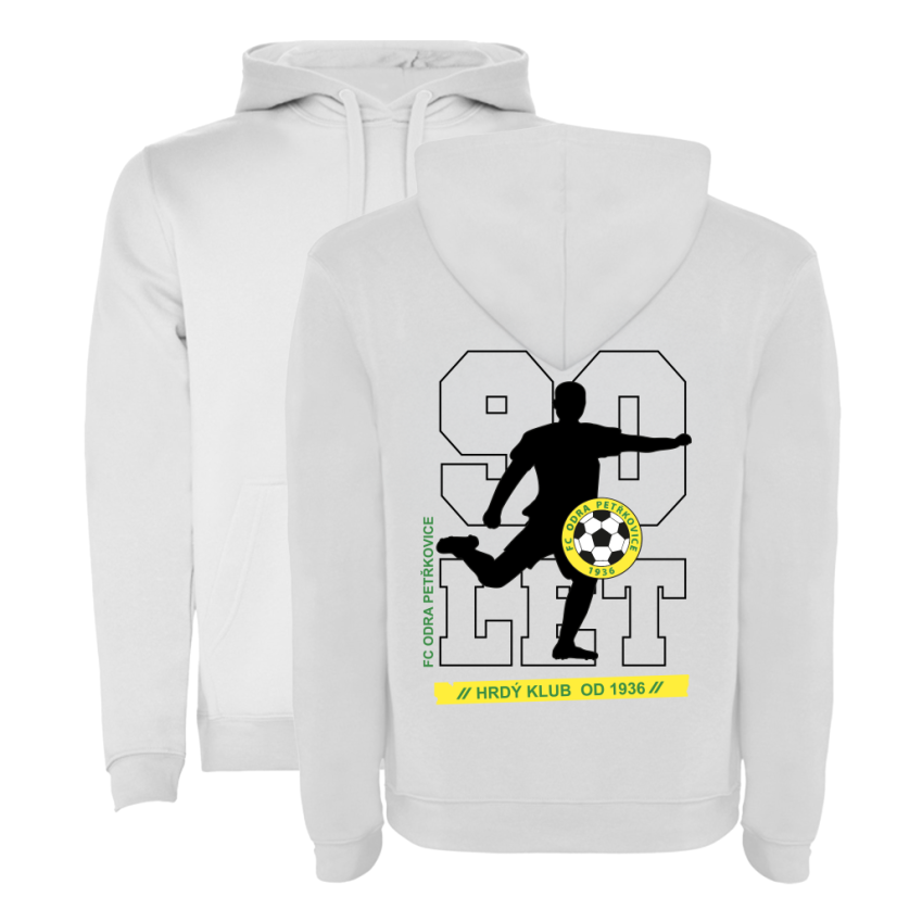 FC Odra Petřkovice -  bílá mikina s kapucí URBAN - Velikost unisex: L